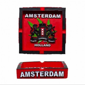 Ton Aschenbecher mit Amsterdam Logo 11 x 11 cm